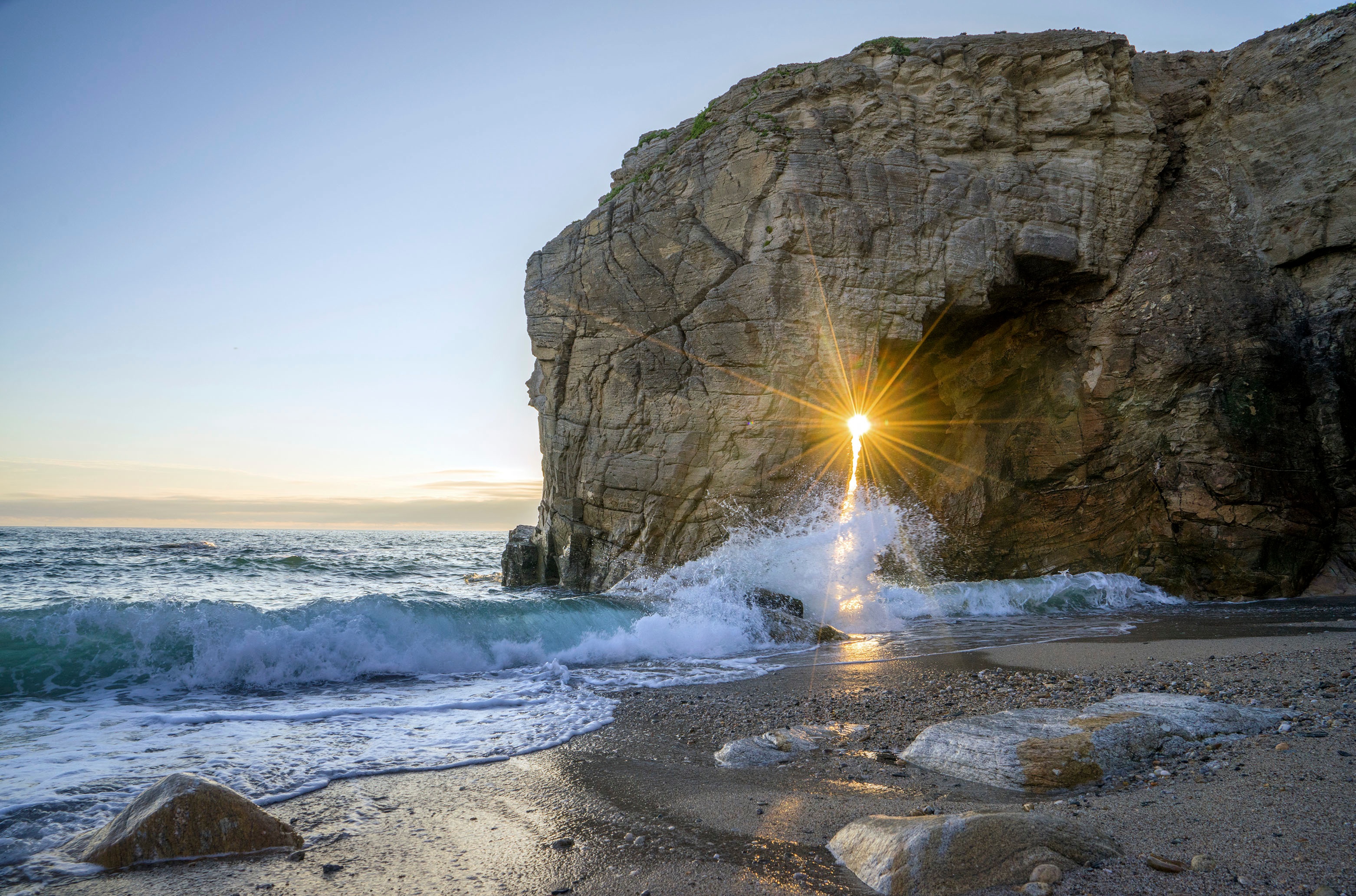 sunset at a rocky beach