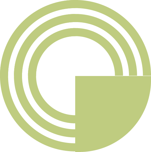 green geometric icon circle with tab