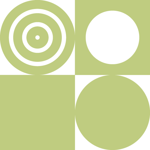 green geometric icon target and circle and squares