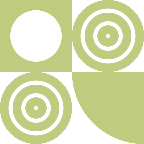 green geometric icon targets, square, and quarter-circle