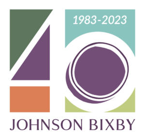 Johnson Bixby 40 Year Anniversary logo, 1983-2023