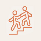 icon of a person helping another up stairs