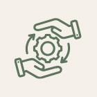 icon of two hands around a turning gear