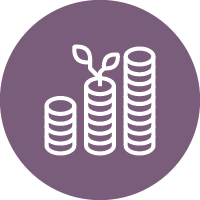 icon of stacks of coins with a leafy sprout growing from them